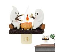 MLqkpwy Luz nocturna parpadeante de fogata fantasma de 10 cm | Luz nocturna fantasma para fogata | Luces nocturnas de Halloween se enchufan en la pared | Linda decoración de interior eléctrica de
