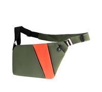 MLqkpwy Riñonera de pecho para hombre, Riñonera de viaje para hombre, bolsa de transporte de hombro delgada, bolso de viaje con cremallera casual para viajes, Verde con naranja, C