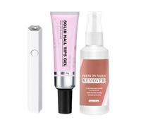 MLqkpwy Solid Nail Glue Kit 3In1 Nail Art Kits, Solid Nail Glue Gel For Nail Tip Press On Nails,Nail Gel Set, Nail Gel Set Includes 30ml Solid Nail Tips Gel, Nail Lamp And 30ml Press On Nails Remover