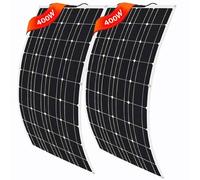 MLQUC Cargador de Salida de la Red de Paneles Solares Flexibles Monocristalinos Flexibles de 800W 2 * 400W 24V / 12V, con Controlador Solar 40A, Adecuado para la Superficie de Lasgonetas de Cabina Rv