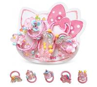 MLRUQRX 10 Gomas para el Pelo de Unicornio - Rosa Translúcido con Lindo Diseño de Unicornio - Accesorio Capilar Perfecto para Niñas - Ideal para Cumpleaños, Fiestas y Regalos