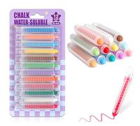 MLRUQRX 12 Piezas Tizas de Colores para Pizarra, Tiza Sin Polvo para Niños, No Tóxica Borrable Lavable Herramienta de Arte de Tiza para Pizarra Niños Dibujo Escritura