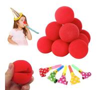 MLRUQRX 15 Pcs Narices De Payaso Rojo De Espuma Disfraz De Payaso Con 5 Fiesta Blowouts Nariz Roja Nariz De Payaso Nariz De Payaso Perfecto Para Maquillaje Infantil Fiestas Carnaval Carnaval O Circo