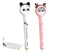 MLRUQRX 2 Piezas Cinta Correctora en Forma de Bolígrafo, Rodillo Corrector Kawaii de 6M x 5MM, Portapapeles, Correcciones, Bricolaje y álbum de Recortes, Gatito y Panda