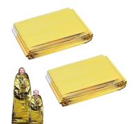 MLRUQRX 2 Piezas Manta Térmica Supervivencia Tamaño Extragrande 210X160Cm, Doble Cara Dorada Y Plateada Para Emergencia Rescate Maratón