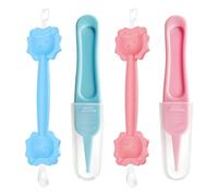 MLRUQRX 2 Sacamocos Nariz y 2 Sacamocos Oído para Bebé, Kit de Limpieza Infantil, Color Rosa y Azul, 86 cm y 90 cm, Material PP, Para Higiene Nasal y Auricular del Bebé