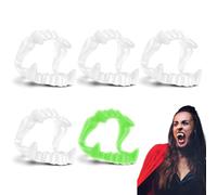 MLRUQRX 5 Pcs Dientes De Vampiro Para Niños Mordida De Vampiro Apto Para Niños Estable E Inofensivo Drácula Vampiro Para Encajar Halloween Carnaval Blanco Verde