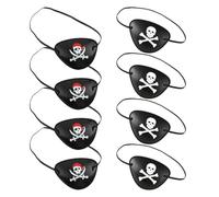 MLRUQRX 8 Pcs Pirate Eye Patch Parches De Ojo De Pirata Máscara De Ojo De Calavera 3D Elástica De Plástico Ajustable Para Cumpleaños Infantiles Fiestas Temáticas Piratas Accesorios De Rendimiento