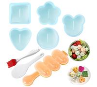 MLRYH Kit de Moldes para Onigiri, 8 Piezas - Molde para Sushi Onigiri DIY, Molde de Bolas de Arroz con Paleta y Pincel de Cocina (Azul)