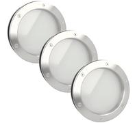 MLS Ojo de Buey B4000, Set de 3 Piezas, Acero Inoxidable, Vidrio de Seguridad VSG, para Puertas de 40 mm de Espesor, Tornillos de Fijación Visibles en Ambos Lados, Ø 250 mm, Vidrio Mate