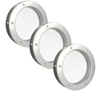 MLS Ojo de Buey B4000, Set de 3 Piezas, Aluminio Robusto, Vidrio de Seguridad VSG, para Puertas de 40 mm de Espesor, Tornillos de Fijación Visibles en Ambos Lados, Ø 250 mm, Vidrio Transparente, Plata