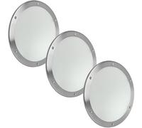 MLS Ojo de Buey B5000, Acero Inoxidable, Vidrio VSG, Montaje Unilateral en la Hoja de Puertas, sin Recorte, Tornillos de Fijación Visibles en un Lado, Set de 3 Piezas x 1 Anillo Ø 250 mm, Vidrio Mate