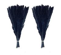 MLSG 60 tallos de hierba de las pampas de 17.5 pulgadas, flores secas naturales, ramas pequeñas de hierba de las pampas para jarrón, arreglos florales, boda, cocina, decoración del hogar (negro)