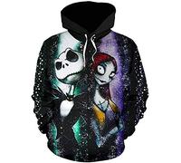 MLSJDGER Sudadera con capucha unisex con diseño de Jack & Sally de Pesadilla antes de Navidad - - Large