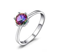 MLSJM Anillos de Compromiso para Mujer, Anillo de topacio místico Arco Iris, Anillos de Plata, diseño Vintage, joyería de Compromiso, Anillo de San Valentín