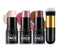 MLSMILE Juego de 3 lápices de maquillaje en crema, para crear contornos faciales, rotuladores, colorete para modelado de mejillas, lápices de contorno de bronceador, no graso