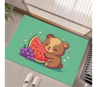 MLSOWM Alfombra Animales Frutales de Pelo Corto, 60x120cm Felpudo Entrada Casa Oso Sandía UVA Antideslizante Lavables en Lavadora Tapetes para Habitacion Comedor Dormitorio, Verde