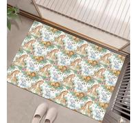 MLSOWM Alfombra Animales La Selva Acuarela de Pelo Corto, 40x60cm Felpudo Entrada Casa Jirafa León Elefante Antideslizante Lavables en Lavadora Tapetes para Habitacion Comedor Dormitorio, Natilla