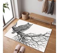 MLSOWM Alfombra Animales Retro Antideslizante Lavable en Lavadora, 60x120cm | Felpudo de Entrada Búho Rama Muerta con Microfibras Suaves Absorbentes para Perro, Entrada, Puerta y Pasillo