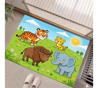 MLSOWM Alfombra Animales Salvajes Dibujos Animados de Pelo Corto, 60x120cm Felpudo Entrada Casa Tigre Búfalo Elefante Antideslizante Lavables en Lavadora Tapetes para Habitacion Comedor Dormitorio