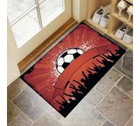 MLSOWM Alfombra Antideslizante Celebrando Un Partido Fútbol Felpudo Entrada Casa Fanáticos Aplaudieron Alfombra Absorbente Tapete Perfil Bajo para Perros, Mascotas, Puertas y Pasillos, Rojo, 60x120cm
