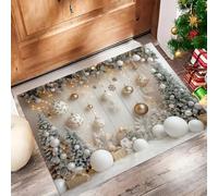 MLSOWM Alfombra Antideslizante Fondo Navideño Felpudo Entrada Casa Tema del Festival Alfombra Lavable y Absorbente Tapete Perfil Bajo para Perros, Mascotas, Puertas y Pasillos, Beige, 40x60cm