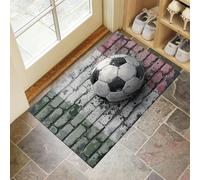 MLSOWM Alfombra Antideslizante Fútbol Retro Felpudo Entrada Casa Muro De Ladrillos En Ruinas Alfombra Lavable y Absorbente Tapete Perfil Bajo para Perros, Mascotas, Puertas y Pasillos, Gris, 50x80cm