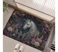 MLSOWM Alfombra Antideslizante Lavable, 40x60cm Felpudo Entrada Casa Caballo Blanco Elegante Alfombrilla para Puerta Jardín De Sueños Suaves Absorbentes para Pasillo, Cocina, Dormitorio, Gris