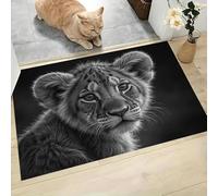 MLSOWM Alfombra Antideslizante Lavable, 90x150cm Felpudo Entrada Casa Lindo Pequeño Tigre Alfombrilla para Puerta Animales Salvajes Suaves Absorbentes para Pasillo, Cocina, Dormitorio, Negro