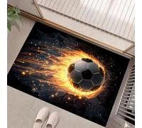MLSOWM Alfombra Antideslizante Lavable en Lavadora, 40x60cm Felpudo Entrada Casa Fútbol De Llamas Alfombrilla para Puerta Juegos Deportivos Suaves Absorbentes para Pasillo, Cocina, Dormitorio, Negro