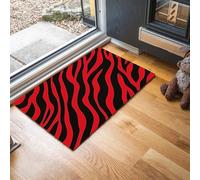 MLSOWM Alfombra Antideslizante Lavable en Lavadora, 40x60cm Felpudo Entrada Casa Rayas De Cebra Alfombrilla para Puerta Estilo Dinámico Suaves Absorbentes para Pasillo, Cocina, Dormitorio, Rojo