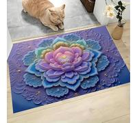 MLSOWM Alfombra Antideslizante Patrón De Mandala Felpudo Entrada Casa Efecto De Relieve 3D Alfombra Lavable y Absorbente Tapete Perfil Bajo para Perros, Mascotas, Puertas y Pasillos, Púrpura, 60x90cm