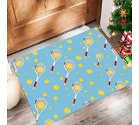 MLSOWM Alfombra Antideslizante Raquetas Tenis Y Pelotas Tenis Felpudo Entrada Casa Minimalismo Alfombra Absorbente Tapete Perfil Bajo para Perros, Mascotas, Puertas y Pasillos, Azul Claro, 60x120cm