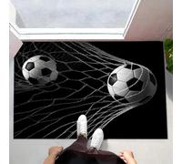 MLSOWM Alfombra Antideslizante Red De Fútbol Felpudo Entrada Casa Tomas De Acción Alfombra Lavable y Absorbente Tapete Perfil Bajo para Perros, Mascotas, Puertas y Pasillos, Negro, 60x90cm