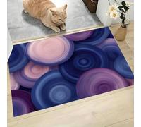 MLSOWM Alfombra Antideslizante Retro Redondo Felpudo Entrada Casa Estilo Bohemio Alfombra Lavable y Absorbente Tapete Perfil Bajo para Perros, Mascotas, Puertas y Pasillos, Azul-Púrpura, 80x120cm