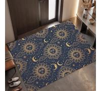 MLSOWM Alfombra Astrología Retro Antideslizante Lavable en Lavadora, 40x60cm | Felpudo de Entrada Cara del Sol Y La Luna con Microfibras Suaves Absorbentes para Perro, Entrada, Puerta y Pasillo