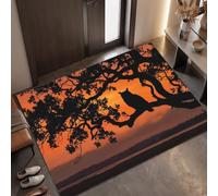 MLSOWM Alfombra Atardecer Retro Antideslizante Lavable en Lavadora, 60x90cm | Felpudo de Entrada Búho/Rama De Pino con Microfibras Suaves Absorbentes para Perro, Entrada, Puerta y Pasillo