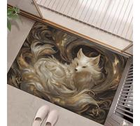 MLSOWM Alfombra Atrapapolvo, 60x120cm Alfombra Zorro Misterioso Antideslizante Lavable en Lavadora, Felpudo de Entrada Animales Hermosos Suaves Absorbentes para Entrada, Puerta y Pasillo, Marrón