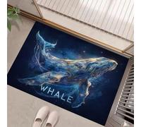 MLSOWM Alfombra Atrapapolvo, 60x90cm Alfombra Ballena Abstracta Antideslizante Lavable en Lavadora, Felpudo de Entrada Arte Fantástico Suaves Absorbentes para Entrada, Puerta y Pasillo, Azul Oscuro