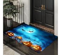 MLSOWM Alfombra Atrapapolvo Bosque De Halloween, Alfombra Desierto Sombrío Antideslizante Lavable en Lavadora, Felpudo de Entrada Absorbentes para Entrada, Puerta y Pasillo, 40 x 60 cm - Azul