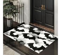 MLSOWM Alfombra Atrapapolvo Decoraciones Halloween, Alfombra Silueta Murciélago Antideslizante Lavable en Lavadora, Felpudo de Entrada para Entrada, Puerta y Pasillo, 40 x 60 cm - En Blanco Y Negro