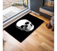 MLSOWM Alfombra Atrapapolvo Estilo De Dibujos Animados, Alfombra Cráneo Antideslizante Lavable en Lavadora, Felpudo de Entrada Absorbentes para Entrada, Puerta y Pasillo, 40 x 60 cm - Negro