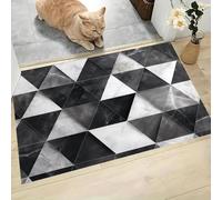 MLSOWM Alfombra de Geometría Moderna, 80x120cm Felpudo Entrada Casa Azulejos De Mármol Alfombras de Decoración Lavable Y Antideslizante para el Pasillo, el Salón, el Baño, la Cocina, Gris Claro