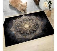 MLSOWM Alfombra de Geometría Sagrada, 80x120cm Felpudo Entrada Casa Mandala Radiante Alfombras de Decoración Lavable Y Antideslizante para el Pasillo, el Salón, el Baño, la Cocina, Gris