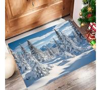 MLSOWM Alfombra de Pelo Corto 40x60cm, Alfombra Entrada Casa Cedro Blanco Felpudo País De Las Maravillas Invernal Antideslizante Lavables en Lavadora para Habitacion BañO Cocina Exterior, Azul Cielo