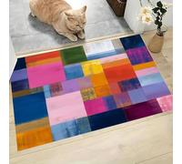 MLSOWM Alfombra de Pelo Corto 40x60cm, Alfombra Entrada Casa Cuadrícula Abstracta Felpudo Estilo De Arte Moderno Antideslizante Lavables en Lavadora para Habitacion BañO Cocina Exterior, Rosa