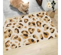 MLSOWM Alfombra de Pelo Corto 40x60cm, Alfombra Entrada Casa Estampado De Leopardo Brillante Felpudo Estética Moderna Antideslizante Lavables en Lavadora para Habitacion BañO Cocina Exterior, Marrón