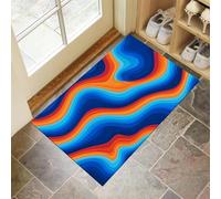 MLSOWM Alfombra de Pelo Corto 40x60cm, Alfombra Entrada Casa Líneas Onduladas Felpudo Moda Retro Antideslizante Lavables en Lavadora para Habitacion BañO Cocina Exterior, Azul Oscuro