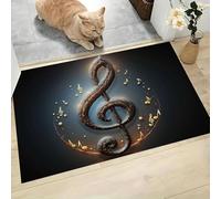 MLSOWM Alfombra de Pelo Corto 40x60cm, Alfombra Entrada Casa Notas Rotativas Felpudo Tema Musical Antideslizante Lavables en Lavadora para Habitacion BañO Cocina Exterior, Gris Oscuro