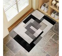 MLSOWM Alfombra de Pelo Corto 40x60cm, Alfombra Entrada Casa Rectángulo Geométrico Felpudo Minimalista Moderno Antideslizante Lavables en Lavadora para Habitacion BañO Cocina Exterior, Gris